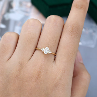 0.43 CT Oval Shaped Moissanite Cluster Engagement Ring - farrellouise