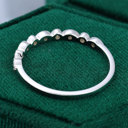 0.10 CT Round Moissanite Milgrain Wedding Band - farrellouise