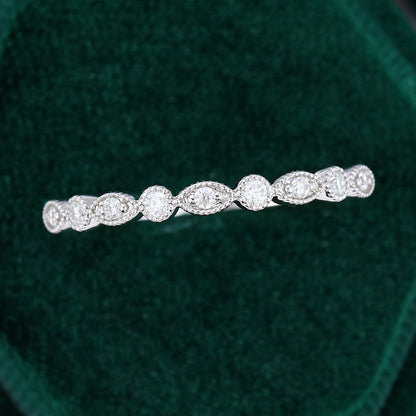 0.10 CT Round Moissanite Milgrain Wedding Band - farrellouise