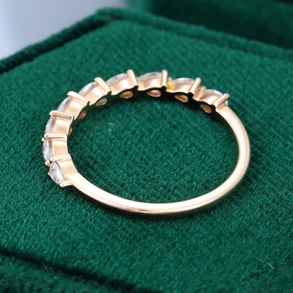 0.11 CT Pear Moissanite Half Eternity Wedding Band - farrellouise