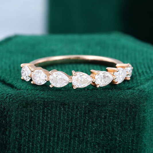 0.15 CT Pear Moissanite Half Eternity Wedding Band - farrellouise