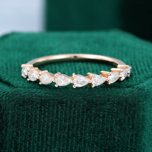 0.11 CT Pear Moissanite Half Eternity Wedding Band - farrellouise