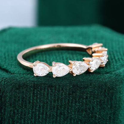 0.15 CT Pear Moissanite Half Eternity Wedding Band - farrellouise