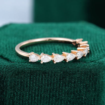 0.11 CT Pear Moissanite Half Eternity Wedding Band - farrellouise