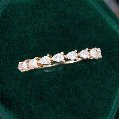 0.11 CT Pear Moissanite Half Eternity Wedding Band - farrellouise