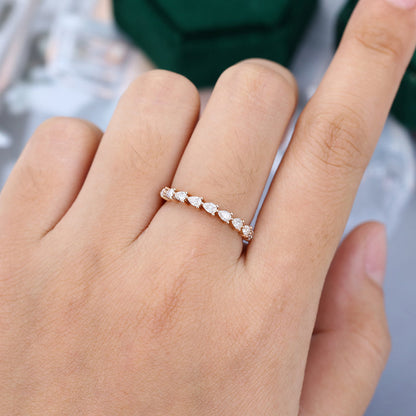0.11 CT Pear Moissanite Half Eternity Wedding Band - farrellouise