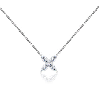 0.23 TCW Marquise Moissanite Diamond Flower Style Necklace - farrellouise