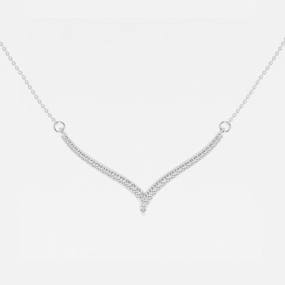 0.16 TCW Round Moissanite Diamond Petite Chevron Necklace - farrellouise