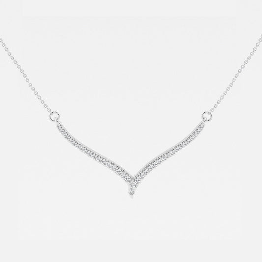 0.16 TCW Round Moissanite Diamond Petite Chevron Necklace - farrellouise