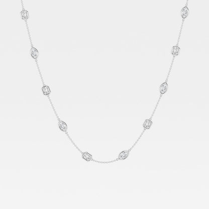 2.80 TCW Marquise & Emerald Moissanite Diamond Bezel Style Necklace - farrellouise