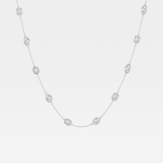 2.80 TCW Marquise & Emerald Moissanite Diamond Bezel Style Necklace - farrellouise