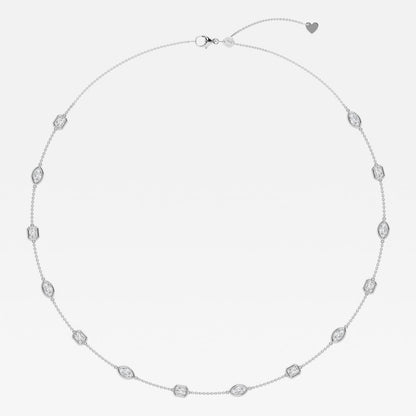 2.80 TCW Marquise & Emerald Moissanite Diamond Bezel Style Necklace - farrellouise