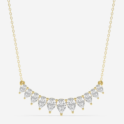 0.30 TCW Pear Moissanite Diamond Graduated Curved Necklace - farrellouise