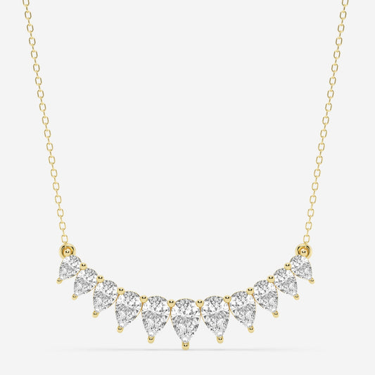 0.30 TCW Pear Moissanite Diamond Graduated Curved Necklace - farrellouise
