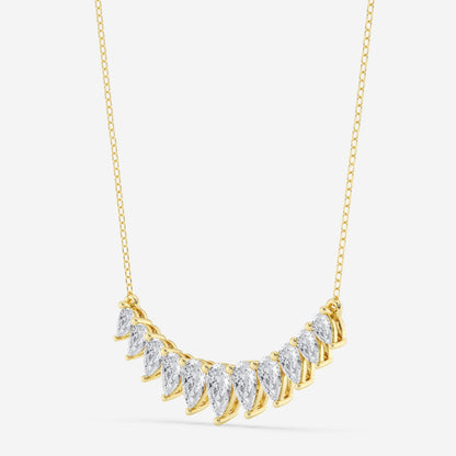 0.30 TCW Pear Moissanite Diamond Graduated Curved Necklace - farrellouise