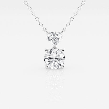 1.33 TCW Round & Heart Moissanite Diamond Two Stone Necklace - farrellouise