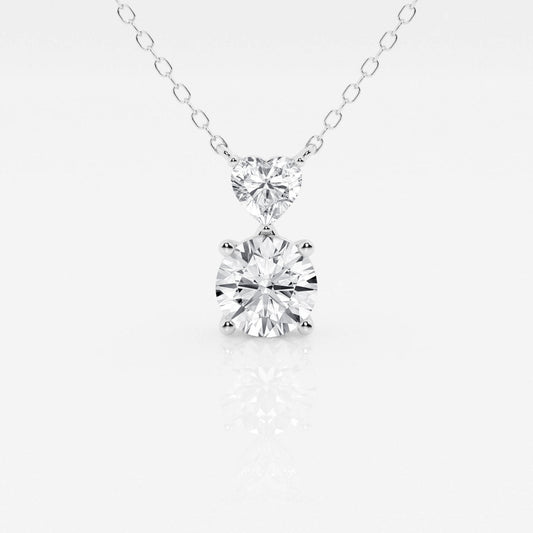 1.33 TCW Round & Heart Moissanite Diamond Two Stone Necklace - farrellouise