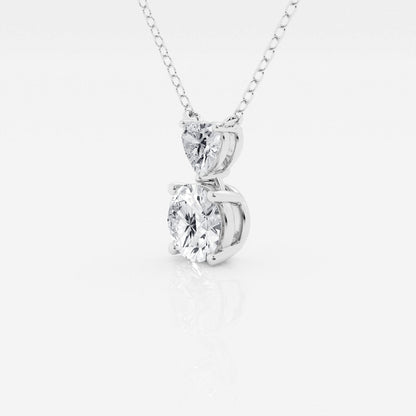 1.33 TCW Round & Heart Moissanite Diamond Two Stone Necklace - farrellouise