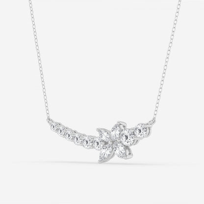 1.66 TCW Marquise & Round Moissanite Diamond Curved Butterfly Necklace - farrellouise