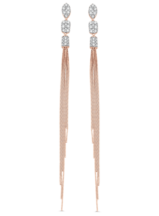 0.94 TCW Round Moissanite Diamond Tassel Earrings - farrellouise