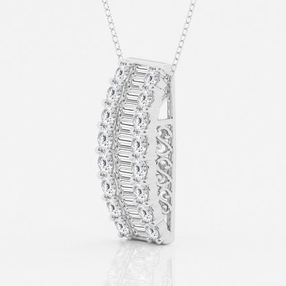 3.0 TCW Round & Baguette Moissanite Diamond Pendant Necklace - farrellouise
