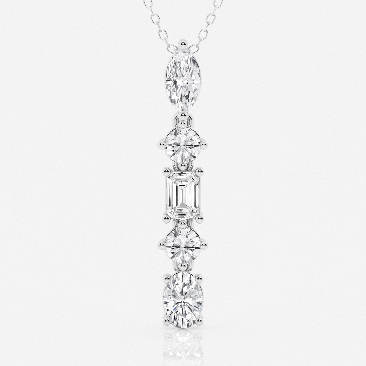 2.0 TCW Round, Marquise, Emerald & Oval Moissanite Diamond Multi Stone Necklace - farrellouise