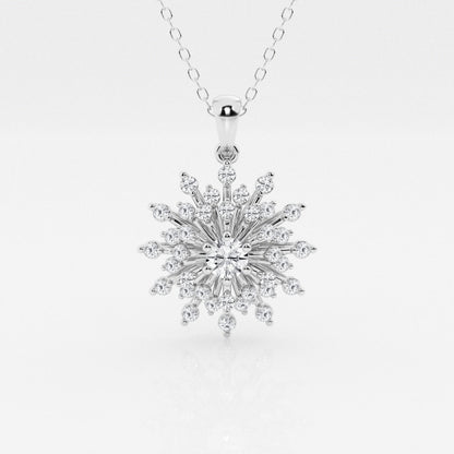 0.69 TCW Round Moissanite Diamond Sunbrust Pendant Necklace - farrellouise