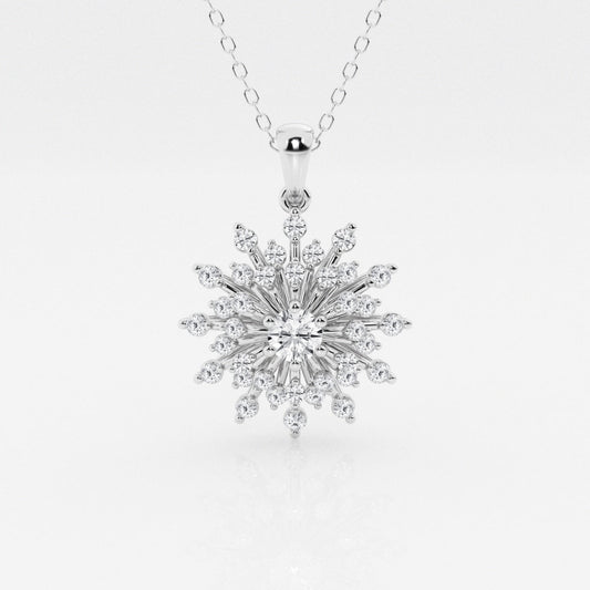 0.69 TCW Round Moissanite Diamond Sunbrust Pendant Necklace - farrellouise