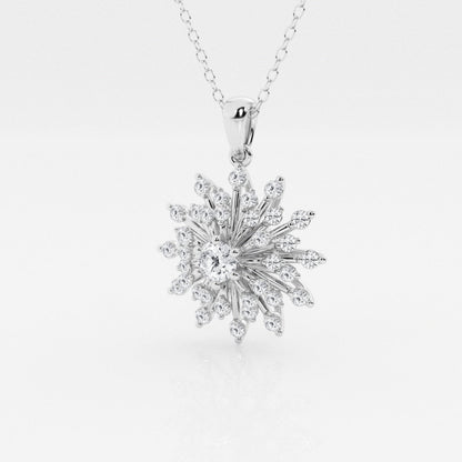 0.69 TCW Round Moissanite Diamond Sunbrust Pendant Necklace - farrellouise