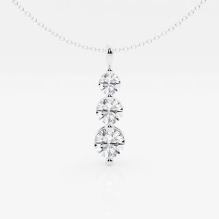 1.50 TCW Round Moissanite Diamond Three-Stone Drop Pendant Necklace - farrellouise