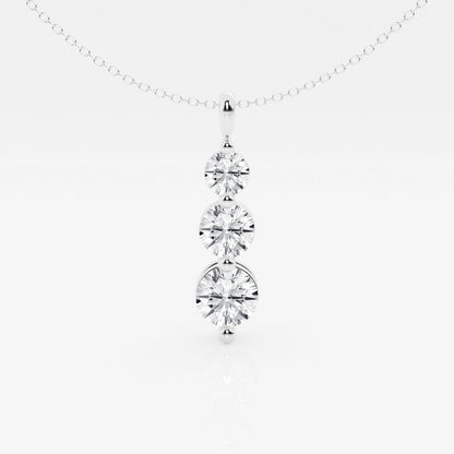 1.50 TCW Round Moissanite Diamond Three-Stone Drop Pendant Necklace - farrellouise