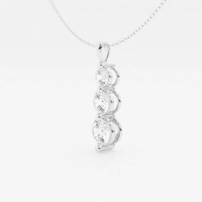 1.50 TCW Round Moissanite Diamond Three-Stone Drop Pendant Necklace - farrellouise