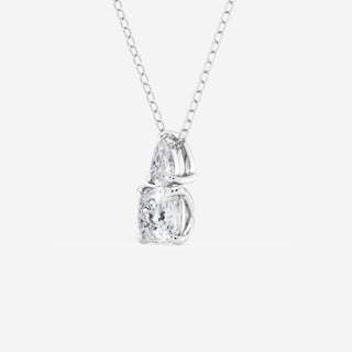 1.0 TCW Cushion & Pear Moissanite Diamond Two Stone Necklace - farrellouise