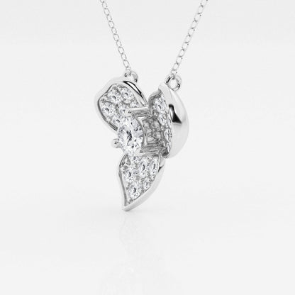 0.38 CT Round Moissanite Diamond Pave Flower Pendant Necklace - farrellouise