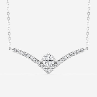 0.50 CT Round Moissanite Diamond Chevron Style Necklace - farrellouise