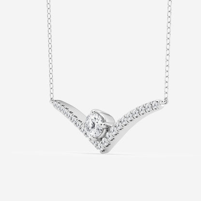 0.50 CT Round Moissanite Diamond Chevron Style Necklace - farrellouise