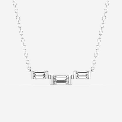 0.25 TCW Baguette Moissanite Diamond Three Stone Necklace - farrellouise