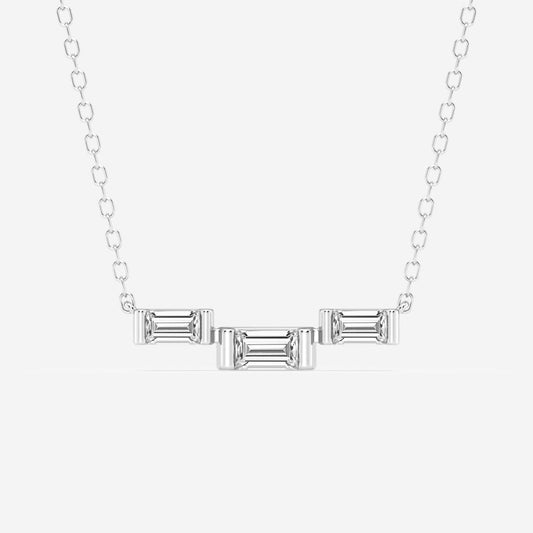 0.25 TCW Baguette Moissanite Diamond Three Stone Necklace - farrellouise