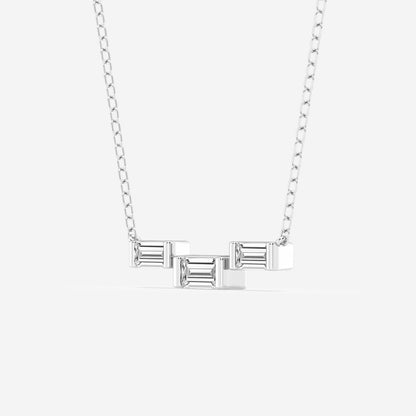 0.25 TCW Baguette Moissanite Diamond Three Stone Necklace - farrellouise