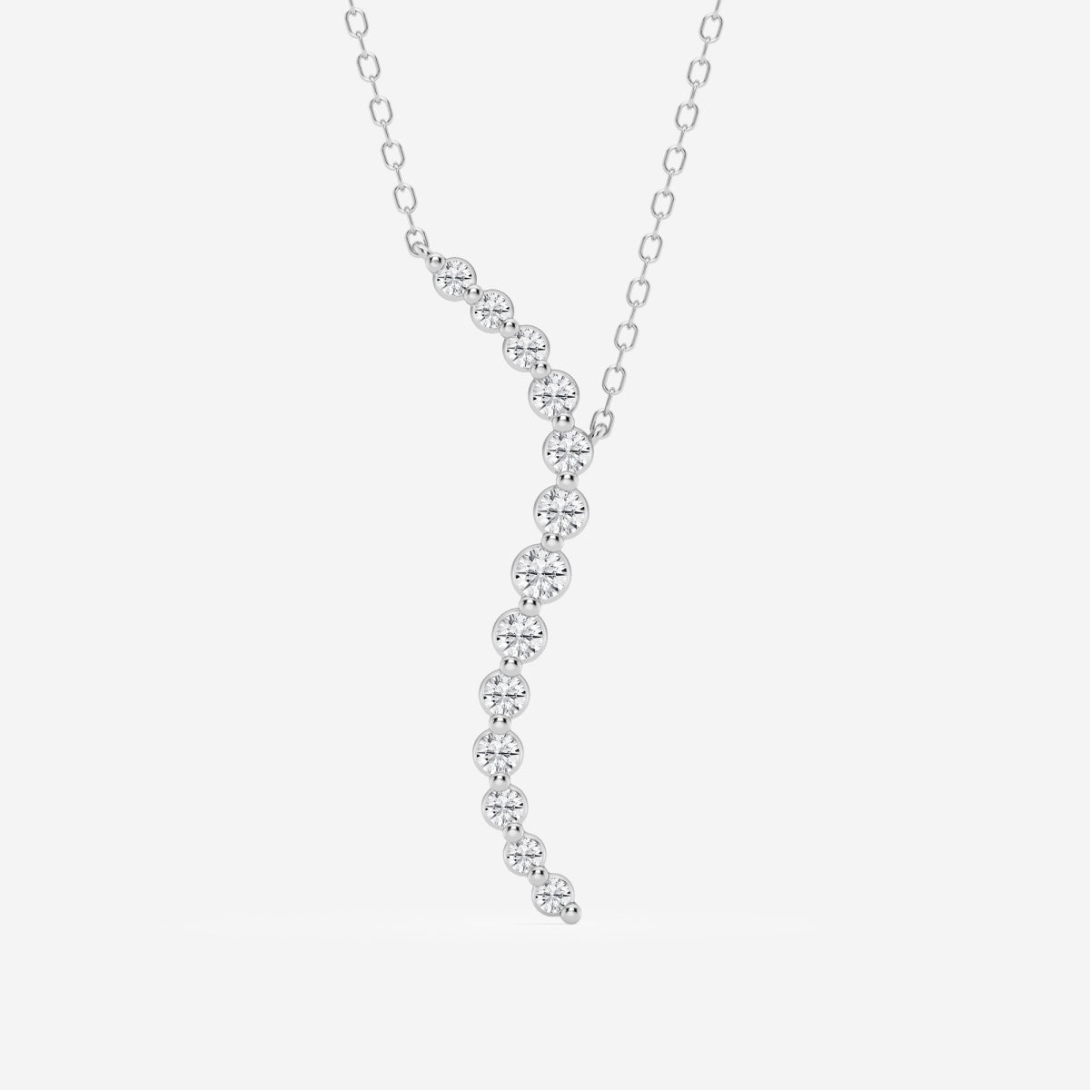 0.38 TCW Round Moissanite Diamond Curved Floating Pendant Necklace - farrellouise