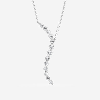 0.38 TCW Round Moissanite Diamond Curved Floating Pendant Necklace - farrellouise