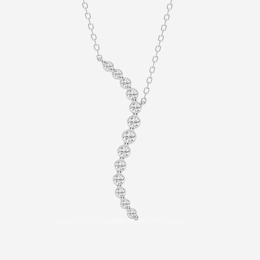 0.38 TCW Round Moissanite Diamond Curved Floating Pendant Necklace - farrellouise