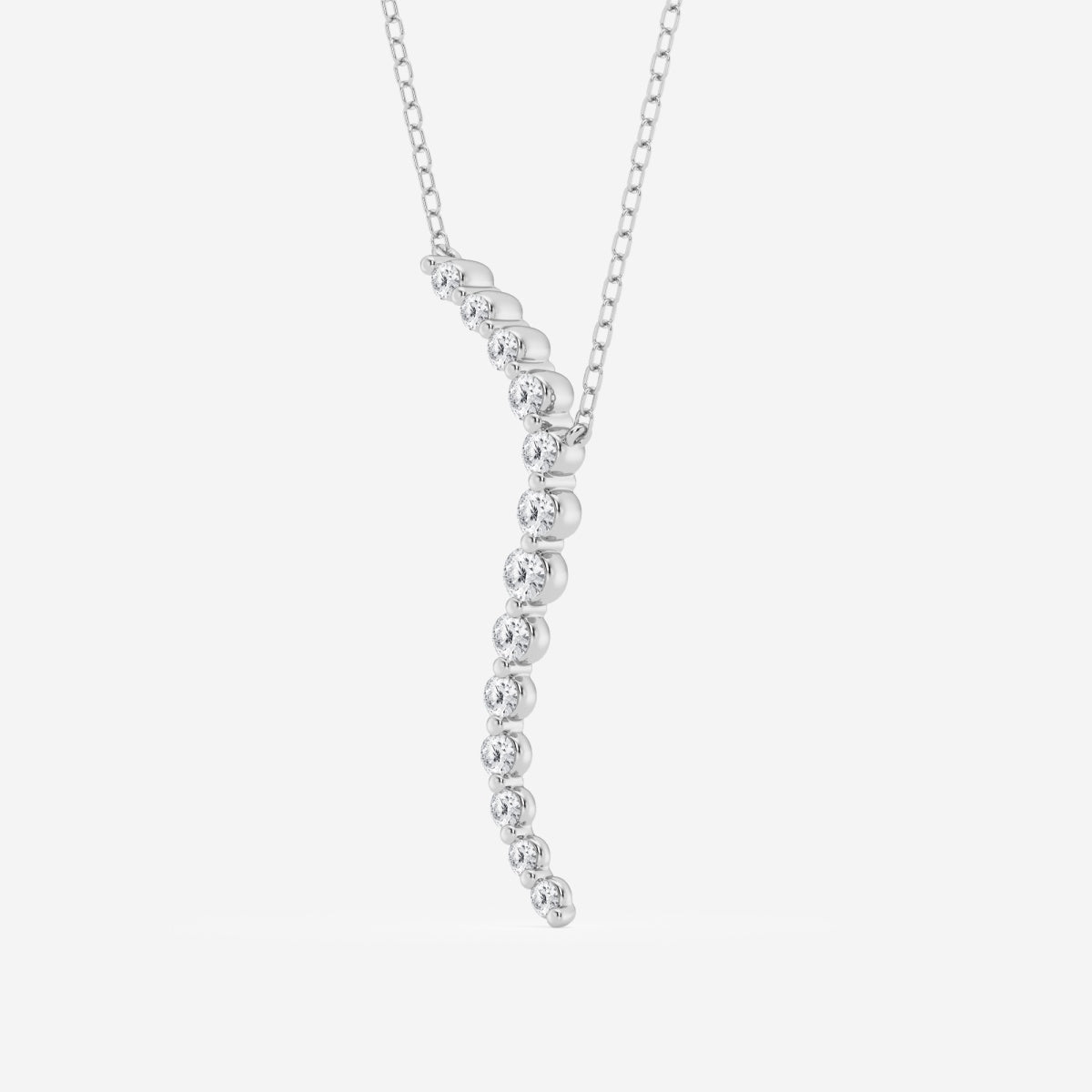 0.38 TCW Round Moissanite Diamond Curved Floating Pendant Necklace - farrellouise
