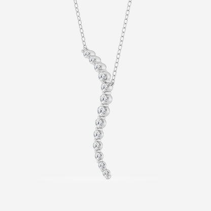 0.38 TCW Round Moissanite Diamond Curved Floating Pendant Necklace - farrellouise