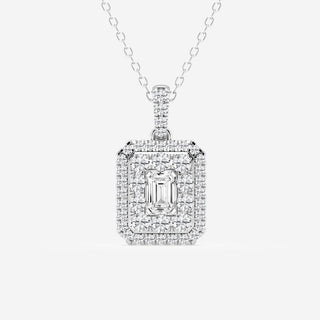 0.33 CT Emerald Moissanite Diamond Halo Style Necklace - farrellouise