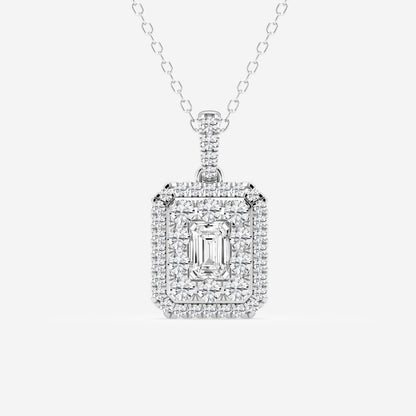 0.33 CT Emerald Moissanite Diamond Halo Style Necklace - farrellouise