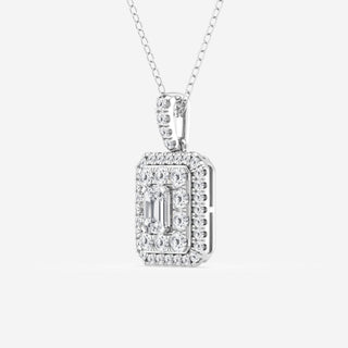 0.33 CT Emerald Moissanite Diamond Halo Style Necklace - farrellouise