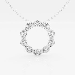 2.0 TCW Round Moissanite Diamond Circle Pendant Necklace - farrellouise