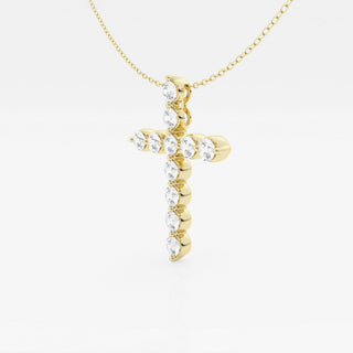 2.0 TCW Round Moissanite Diamond Cross Necklace - farrellouise