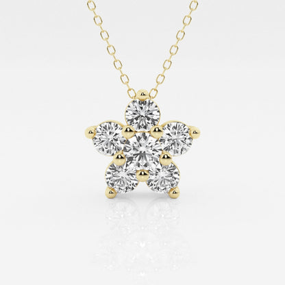 1.50 TCW Round Moissanite Diamond Flower Pendant Necklace - farrellouise